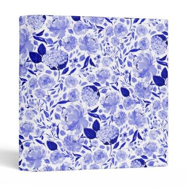 China Blue and White Watercolor Floral Pattern Binder
