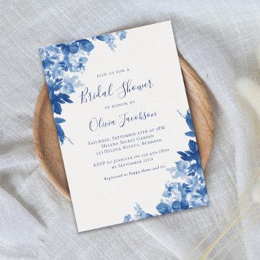 China Blue Floral Bridal Shower Invitations
