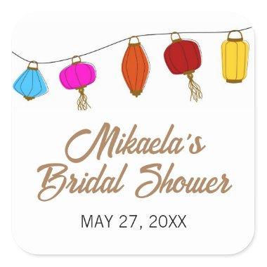 Chinese Lantern Bridal Shower Square Sticker