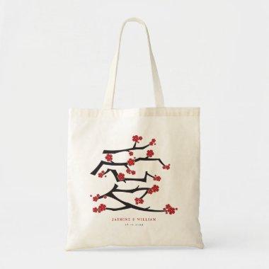 Chinese Love Red Cherry Blossoms Engagement Party Tote Bag