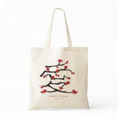 Chinese Love Red Cherry Blossoms Engagement Party Tote Bag