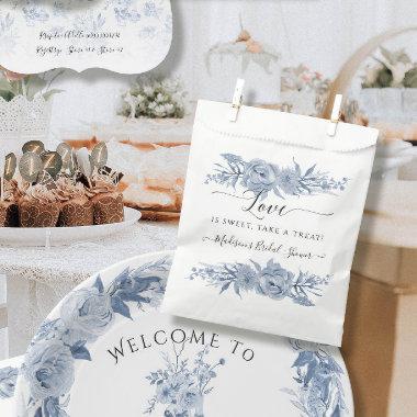 Chinoiserie Blue and White Floral Dessert Bridal Favor Bag