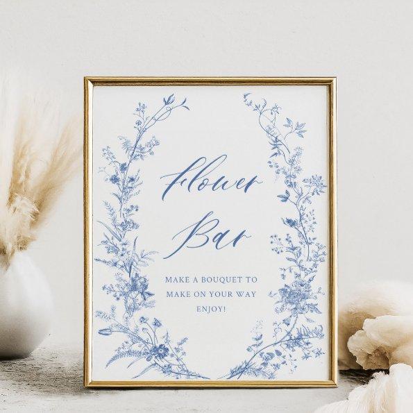Chinoiserie Blue  Flower Bar Poster