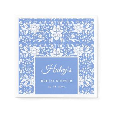 Chinoiserie Blue Floral Bridal Shower Paper Napkin