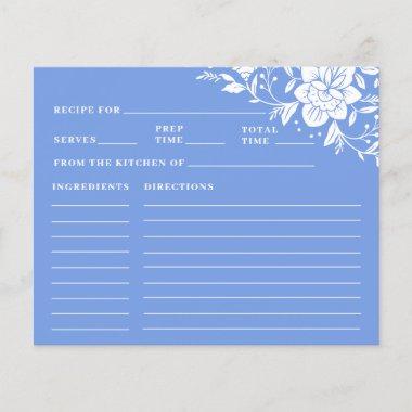 Chinoiserie Blue Floral Bridal Shower Recipe Invitations