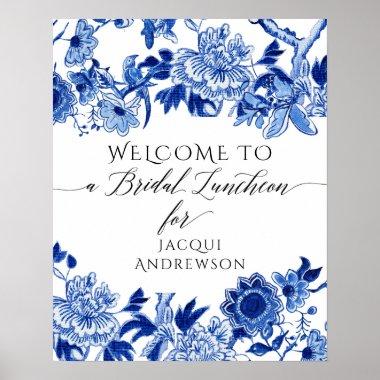Chinoiserie Blue White Bridal Luncheon Welcome Poster