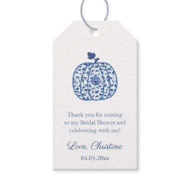 Chinoiserie Blue White Pumpkin Bridal Shower Favor Gift Tags