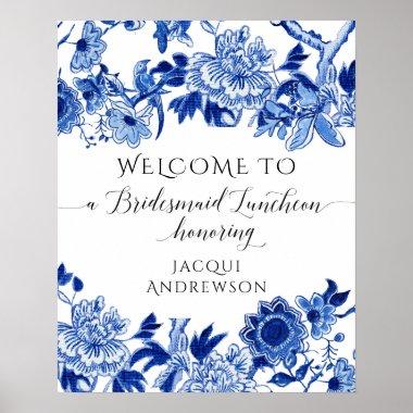 Chinoiserie Blue White Welcome Bridal Luncheon Poster