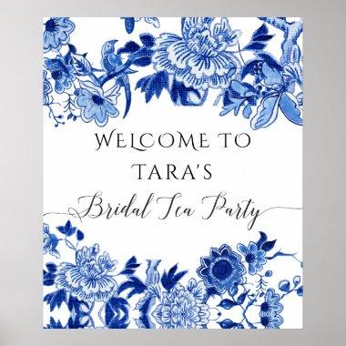 Chinoiserie Blue White Welcome Bridal Tea Party Poster