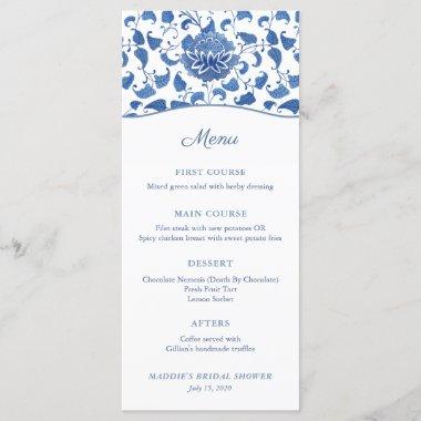 Chinoiserie Chic Blue And White Bridal Shower Menu