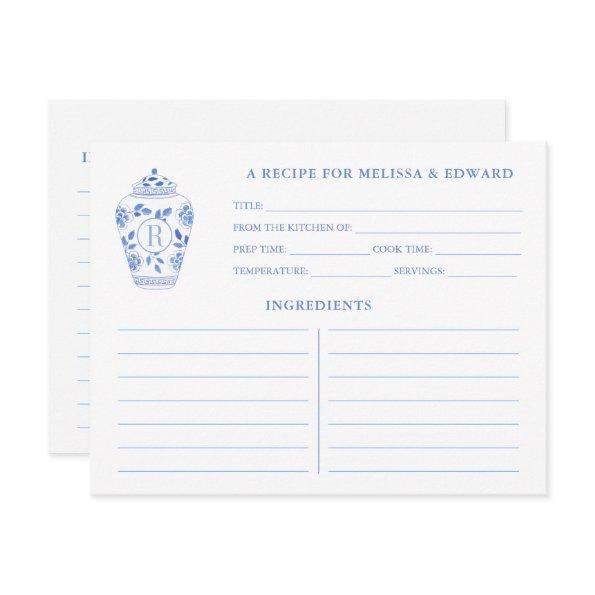 Chinoiserie Chic Blue White Monogram Recipe