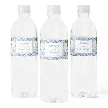 Chinoiserie Chic Blue & White Wedding Shower Party Water Bottle Label