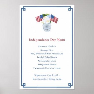 Chinoiserie Chic July 4th Party Menu Poster