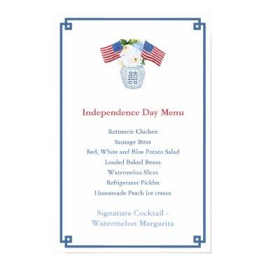 Chinoiserie Chic July 4th Party Menu Poster