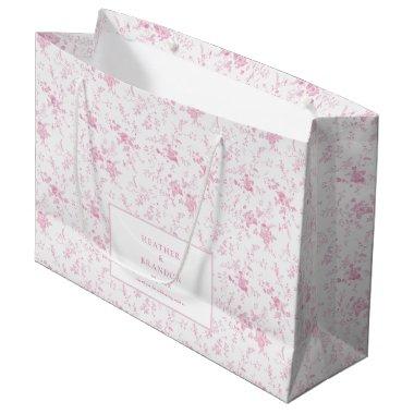 Chinoiserie Classic Vintage Floral Pink Wedding Large Gift Bag