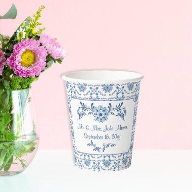 Chinoiserie Delft French Blue Wedding Pattern Paper Cups