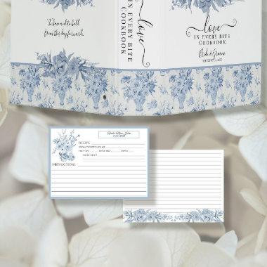 Chinoiserie Floral Blue and White Bridal Recipe Invitations