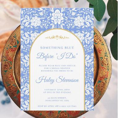 Chinoiserie Floral Something Blue Bridal Shower Invitations