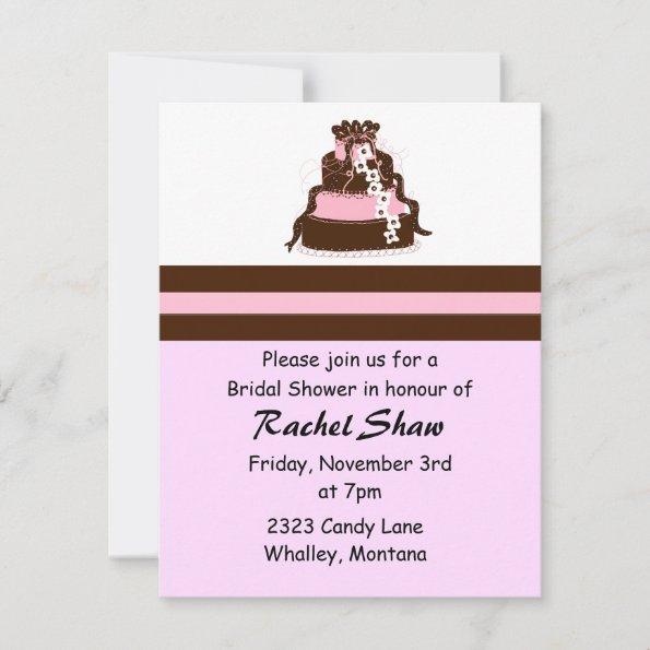 Chocolate and Pink Bridal Shower Invitations