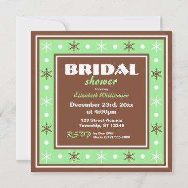 Chocolate Brown & Green Bridal Shower Invitations