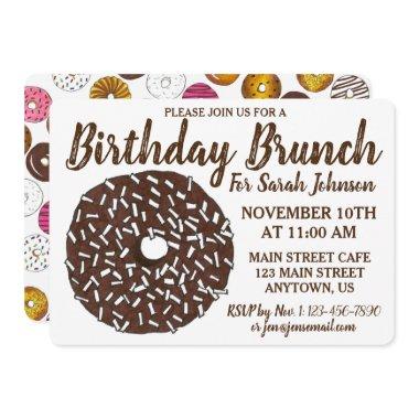 Chocolate Donut Doughnut Birthday Party Brunch Invitations