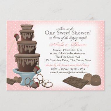 Chocolate Fountain Bridal Shower Pink Invitations