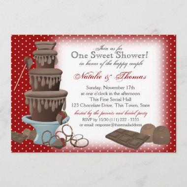 Chocolate Fountain Bridal Shower Red Invitations