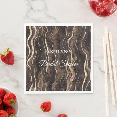 Chocolate Gold Swirls Floral  Napkins