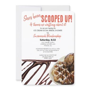 Chocolate Ice Cream Scoop On Waffle Bridal Shower Invitations