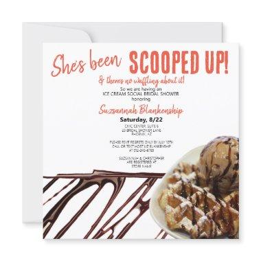 Chocolate Ice Cream Scoop On Waffle Bridal Shower Invitations