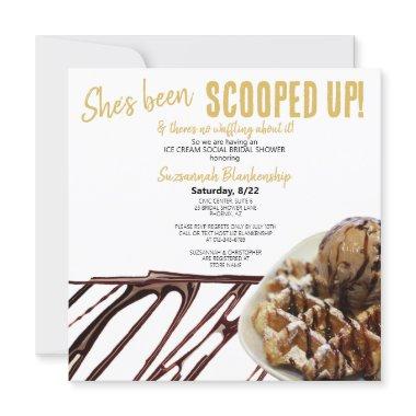 Chocolate Ice Cream Scoop On Waffle Bridal Shower Invitations