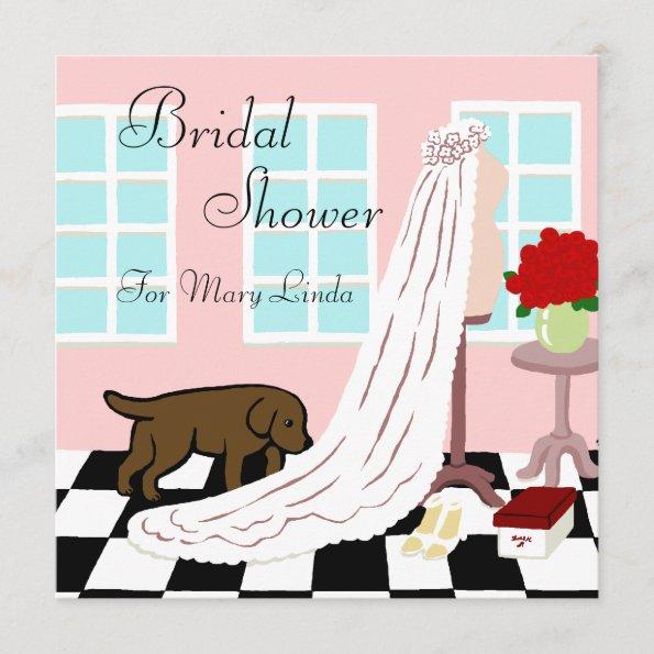 Chocolate Labrador Bridal Shower Invitations