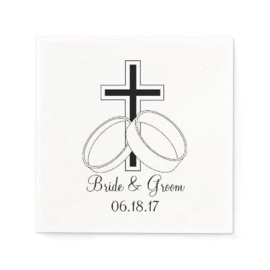 Christian Wedding Custom Bride Groom Names Date Paper Napkins