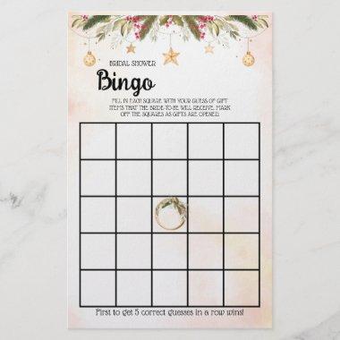 Christmas Bridal Shower Bingo Game Invitations Flyer