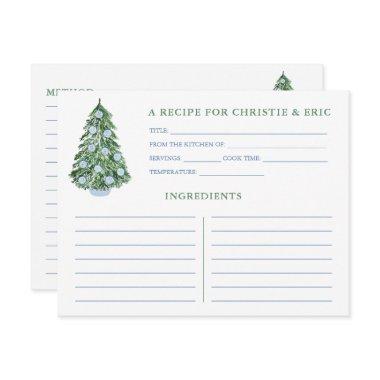 Christmas Bridal Shower Blue And Green Recipe Invitations