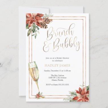 Christmas Bridal Shower Brunch and Bubbly Invitations