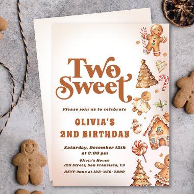 Christmas Cookie Two Sweet 2nd Birthday Party Invitations