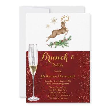 Christmas Deer Antler Burgundy Gold Brunch Bubbly