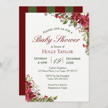 Christmas Floral Baby Shower Invitations