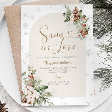 Christmas Floral Snow in Love Winter Bridal Shower Invitations