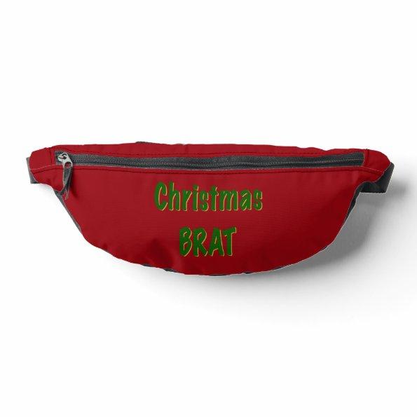 Christmas Forest Green Gold Brat On Crimson Red Fanny Pack