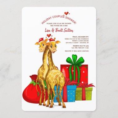 Christmas Giraffes Couples Shower Invitations