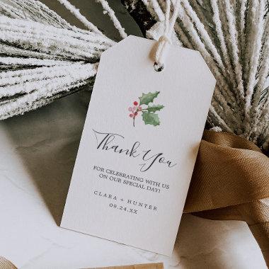 Christmas Greenery & Red Berry Thank You Favor Gift Tags