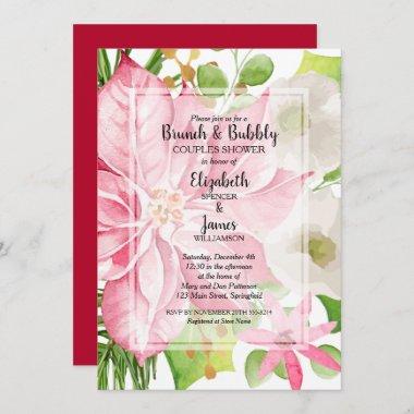 Christmas Holiday Brunch and Bubbly Couples Shower Invitations