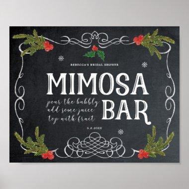 christmas holiday mimosa bar wedding sign