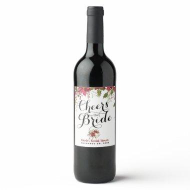 Christmas Holiday Poinsettia Cheers to the Bride Wine Label