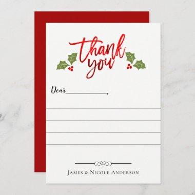 Christmas Holiday Red Foil Shine Thank You Invitations