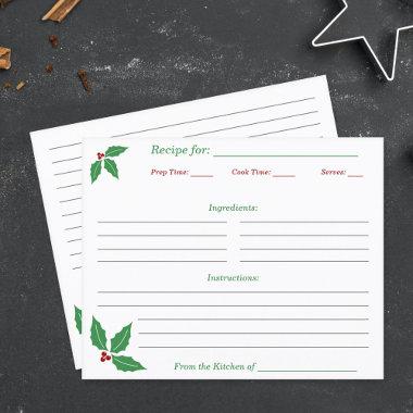 Christmas Holly Recipe Invitations