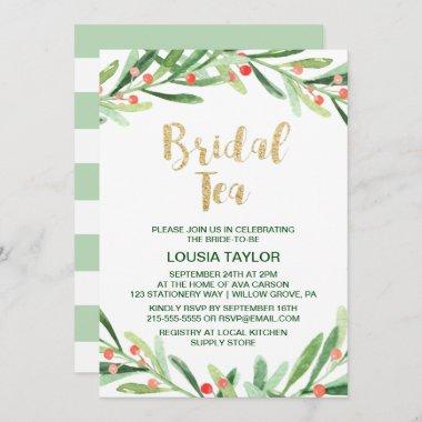 Christmas Holly Wreath Bridal Tea Invitations