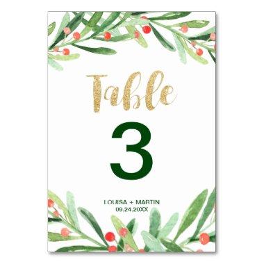 Christmas Holly Wreath Table Number